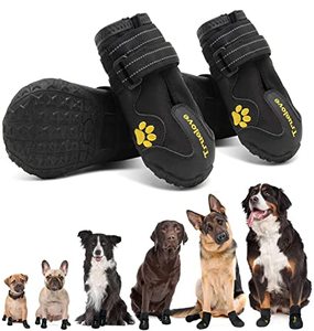 lot 1170 image: 4PCS Anti-Slip Dog Shoes - Waterproof & Stain Resistant Dog Booties with Reflective Straps for Outdoor Hiking, Dog Paw Protectors for Hot Pavement, Winter Snow, Fit All Breed Dogs Retail $25.33