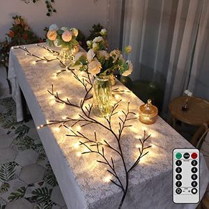 lot 1173 image: Vines Birch Fall Garland, 6FT 18 Branches 144LED, 8 Modes Artificial Plants Lighted Willow Vine with Remote Control, Wall Decor for Room Decor, Wall Lights Retail $29.97