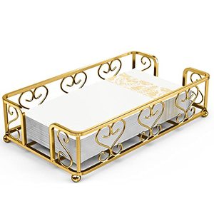 lot 1184 image: LEVIMETREE Guest Towel Holder Tray for Bathroom - Disposable Hand Towels Holder for Bathroom, Paper Hand Towel Holder, Paper Napkins Tray, Napkin Holders for Paper Napkins, Dinner Napkin Holder - Gold Retail $25.03