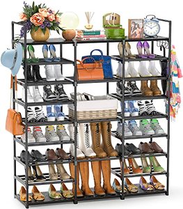 lot 1208 image: Shoe Rack Storage Organizer, 9 Tier Large Shoes Rack for Entryway Closet Garage, Free Standing Tall Shoe Shelf Stand, Sturdy Big Metal Shoe Rack for 50-55 Pair Shoe Boot Retail $41.56