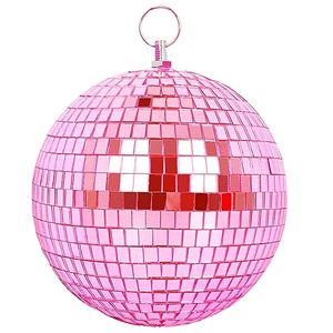 lot 1211 image: Mirror Ball for Disco DJ 6 Inch Disco Ball with Hanging Ring, Pink Retail $18.99