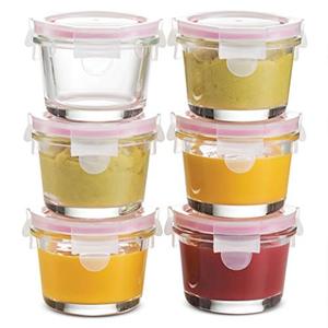 lot 1216 image: FineDine Glass Meal Prep Food Storage Container - Airtight, Leakproof, Microwave & Dishwasher Safe - Perfect for Snacks, Dips, and Meal Prep (Pink) 6 Count (Pack of 1) Retail$20.35