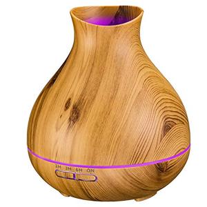 lot 1220 image: Aromatherapy Essential Oil Diffuser 550ml 12 Hours Wood Grain Aroma Diffuser with Timer Cool Mist Humidifier for Large Room, Waterless Auto Shut-off,7 Colors Lights Changing Retail $34.77