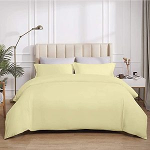 lot 1227 image: Ivory QueenFull Duvet Cover, 3 Piece Cotton Duvet Cover Set, Comforter Cover, 2 Pillow Shams, (QueenFull, Ivory) Retail $89.00