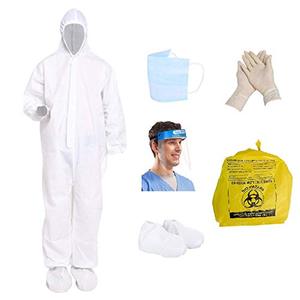 lot 1228 image: Huge Lot of 12 Disposable Isolation Coveralls - LXL mix