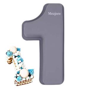 lot 1239 image: #1 -3D Large Number Cake Mould,Silicone Baking Letter Ectangle Novel Cake Tins for Birthday Festival and Relationship Marry Anniversary Wedding Party,10 inch Number of 1 Retail $12.99