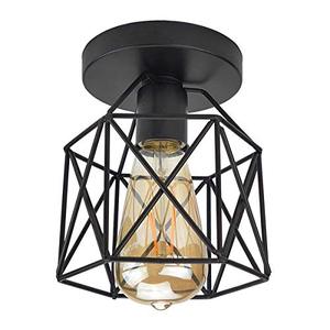 lot 1253 image: Retro Black Industrial Light Fixture,Vintage Flush Mount Ceiling Light,Mini Metal Rustic Ceiling Lamp for Porch Hallway,Kitchen,Stairway,Farmhouse Light Retail $60.28