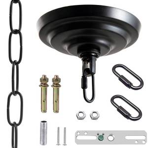 lot 1268 image: 5.4 Inch Light Canopy Kit with 6 Feet Hanging Chain, Heavy Duty, Replacement Cover Plate for Chandelier, Pendant Light, Swag Light, Flower Basket or DIY Projects Retail $18.99