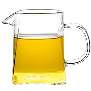 lot 1273 image: 12 oz Pitcher Glass Tea Pitcher Small Glass Pitcher High Temperature Resistant Clear Glass Tea Cup Chinese Kungfu Teaset 350ml Fair Cups with Handle Cha Hai Gong Dao Bei Gongfu Teaware Drinkware Retail $14.99