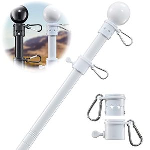 lot 1276 image: Flag Poles for Outside House - Outdoor Flag Pole for House with Tangle Free Flag Pole Rings for 3x5 Flags,5ft Heavy Duty American Flagpoles Residential kit for House,Porch,Truck,Boat,Car - White Retail $23.86