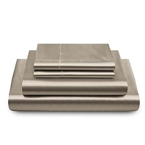 lot 1278 image: Satin Sheets King Silky Soft Satin Bed Sheets Sand Satin Sheet Set, 1 Deep Pocket Fitted Sheet  1 Flat Sheet  2 Pillowcases Retail $38.52