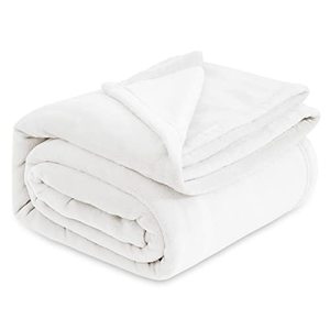 lot 1281 image: White Fleece Queen Blanket - Bed Blanket Soft Lightweight Plush Fuzzy Cozy Luxury Microfiber, 90x90 inches Retail $41.99