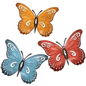 lot 1285 image: Metal Butterfly Wall Art, Inspirational Wall Decor Sculpture Hanging for Indoor and Outdoor, 3 Pack Retail $12.15