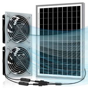 lot 1289 image: Waterproof Solar Powered Fan Kit Pro, 15W Solar Panel  2 Pcs High Speed DC Brushless Fan,for Chicken Coop,Greenhouse,Dog House, Shed, Car Window Exhaust, DIY Cooling Ventilation Project Retail $52.40