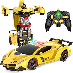 lot 1315 image: Remote Control Car, 2.4Ghz Transform RC Cars, 118 Scale Police Car Toy with Flashing Light, One Button Transformation,360 Degree Rotating Drifting Toys for Boys Age 4-7 Retail $25.99