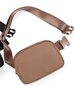 lot 1322 image: Mini Belt Bag with Adjustable Strap Unisex Fanny Pack Small Waist Pouch Brown Retail $14.01