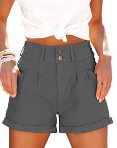 lot 1344 image: Relaxed Fit Casual High Waist Pocketed Denim Shorts (Light Gray, Medium) Retail $26.28