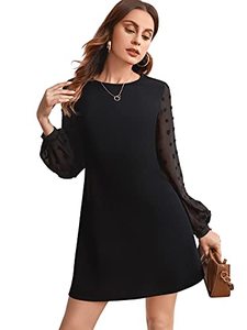 lot 1350 image: Mesh Contrast Long Sleeve A Line Mini Short Dress Black XL retail $35.84
