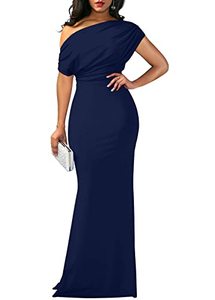 lot 1353 image: Sleeveless Off Shoulder Bodycon Long Formal Party Evening Dress Navy 2XL Retail $43.81