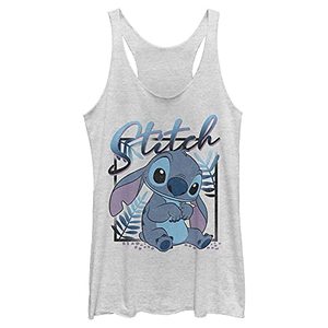lot 1358 image: Disney Juniors Lilo Stitch Square Tri-Blend Racerback Layering Tank, Light Grey Heather, XX-Large Retail $29.70