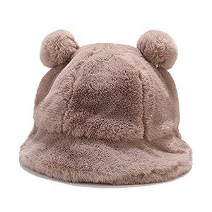 lot 1374 image: Winter Faux Fur Fuzzy Warm Bucket Hat Ears Khaki Retail $15.39