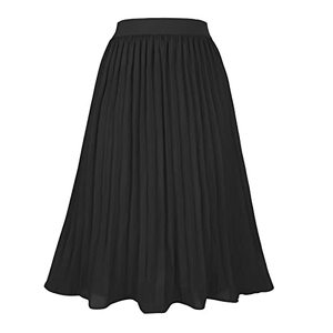 lot 1396 image: Womens High Waist Pleated Skirt Chiffon Midi Skirts for Women Swing Maxi A Line Skirt Elastic Flare Skirts Black 2XL retail $17.08