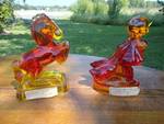 Heavy Amberina Glass Figurines