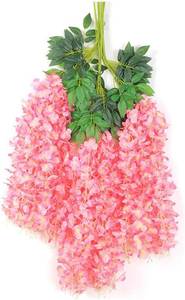 lot 467 image: 6 Pack Artificial Wisteria Vines - Realistic Hanging Garland Silk Flowers String