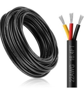 lot 473 image: DEKIEVALE 22 Gauge 3 Conductor Electrical Wire, 16.4FT Black Stranded Low Voltage 223 Cable PVC Case, 22 AWG
