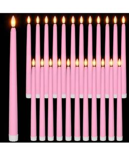 lot 474 image: Macarrie 24 Packs Flameless Taper Candles Battery Operated 11 Inch Long Candle Light LED Flameless Candlesticks Fake Candles Flickering Tapered Candles. (Pink)