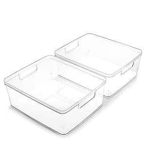lot 475 image: BINO  Plastic Storage Bins Medium - 2 Pack  THE LUCID COLLECTION  Multi-Use Organizer Bins  Built-In Handles  BPA-Free  Pantry Organization  Home Organization  Fridge Organizer  Freezer Org