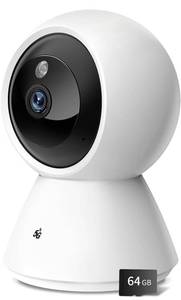 lot 480 image: BJR 2K HD Security Camera Indoor, 5G & 2.4G WiFi Camera, PanTilt Pet Camera with Motion Detection, Night Vision, 2-Way Talk, Compatible with Alexa (64G SD Card Included)