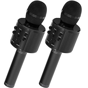 lot 482 image: OVELLIC 2 Pack Karaoke Microphone for Kids, Wireless Bluetooth Karaoke Microphone for Singing, Portable Handheld Mic Speaker Machine, Great Gifts Toys for Girls Boys Adults All Age (Black)