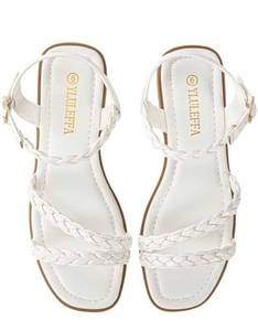 lot 490 image: YLULEFFA Womens Braided Flat Sandals - Comfortable Cute Square Open Toe Slingback Summer Shoes with Adjustable Ankle Buckle. Size 7