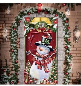 lot 491 image: Christmas Snowman Door Cover Decorations Christmas Front Door Banner