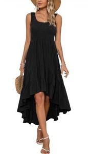 lot 493 image: XL- Kormei Womens Casual Smocked Tank Dress Sleeveless High Low Flowy Summer Beach Tiered Loose Maxi Long Dresses