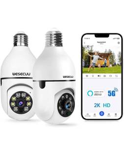 lot 496 image: Light Bulb Security Camera -5G2.4G WiFi 2K Bulb Security Cameras Wireless Outdoor indoor Motion