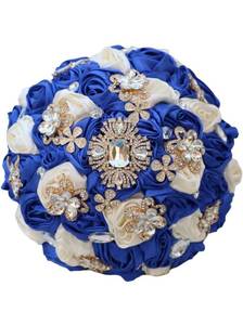 lot 497 image: Hmplimue Handmade Wedding Bridal Bouquet Satin Rose Artificial Flower Bouquet