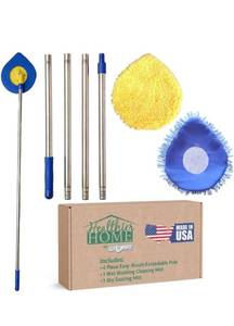 lot 510 image: CHOMP Long Handle Wall Cleaner, 5 Minute CleanWalls Extendable Wall Washer, Ceiling Cleaner, Baseboard Duster, Telescoping Dry Dust and Wet Wash Cleaning Mop with Washable Microfiber Pad