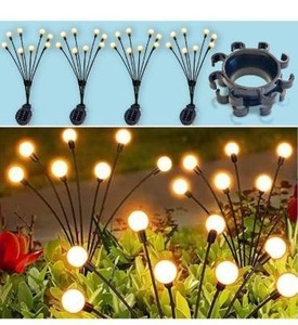 lot 512 image: HXWEIYE 4 Pack Solar Firefly Garden Lights with Seperator, 8LED Swaying Solar Lights Warm White with 2 Lighting Modes, Sway at Breeze. Waterproof Solar Outdoor Lights.