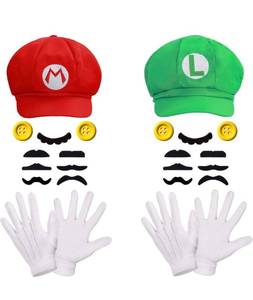 lot 518 image: Yilitazaro Super Bros Mari & Luig Unisex Hat Accessories set Halloween Cosplay Costume for Kids Adults
