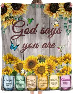 lot 538 image: Christian Blanket with Inspirational Thoughts and Prayers Religious Bible Verse Throw Blanket Ultra Soft Warm Flannel Blankets for Women Men Gifts 50X 40