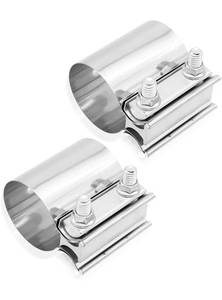 lot 542 image: 2PCS Exhaust Clamp,Stainless Steel Lap Joint Band Clamp Muffler Clamp,Universal Pipe Repair Clamp for Fastening Most Car Accessories Pipelines (2.25 inch)