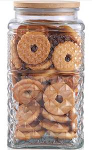 lot 544 image: Galazzz 90 oz  0.7 Gallon Large Cookie Jar, Glass Jar with Airtight Lid,