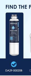 lot 562 image: Crystala Filters DA29-00020B Refrigerator Water Filter 1 pack
