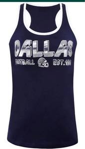 lot 593 image: Medium- Women City Football Fans Athletic Sporty Vest Tank Tops Shirts - Navy & White