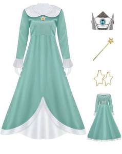 lot 595 image: Princess Dress for Women Halloween Princess Cosplay Costume Crown Earrings Gloves Set Adult Fancy Dress Suit