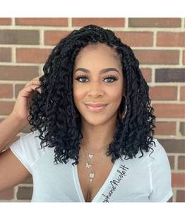 lot 602 image: 8 Packs Box Braids Crochet Hair With Curly Ends Goddess 3X Bohemian Braiding for Black Women(12 Inch, 1B)