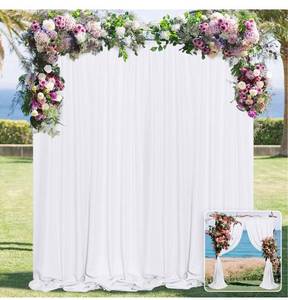 lot 604 image: set of 2-Pipe N Drape Swag white curtain or Backdrop curtain.