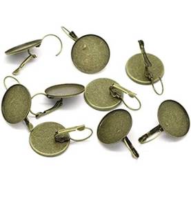 lot 607 image: DIY-Jewelry 10 Pairs Bronze Tone Round Cameo Settings Earring Clips Jewelry Making Findings Charms 33x21mm